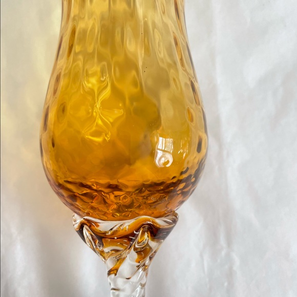 Vintage 1950's Amber Art Glass Midcentury Modern Empoli Italian Style Vase - Picture 5 of 9